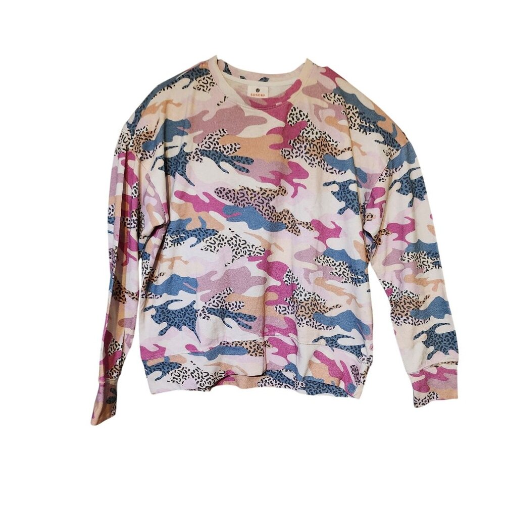 Sundry Animal Colorful Camo‎ Boho Print Sundry Long-Sleeve Sweatshirt Size 2